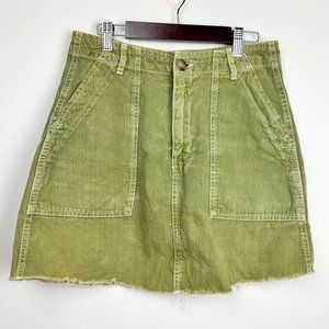 Zara Women Cotton Mini in Cargo Khaki Pockets Light Olive Green Sz Medium M